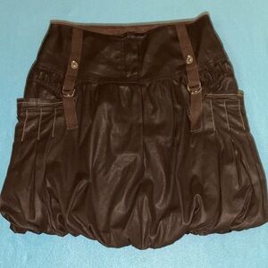 VASSALLI bubble hem mini skirt from Italy cargo side pockets brown NEW size 8